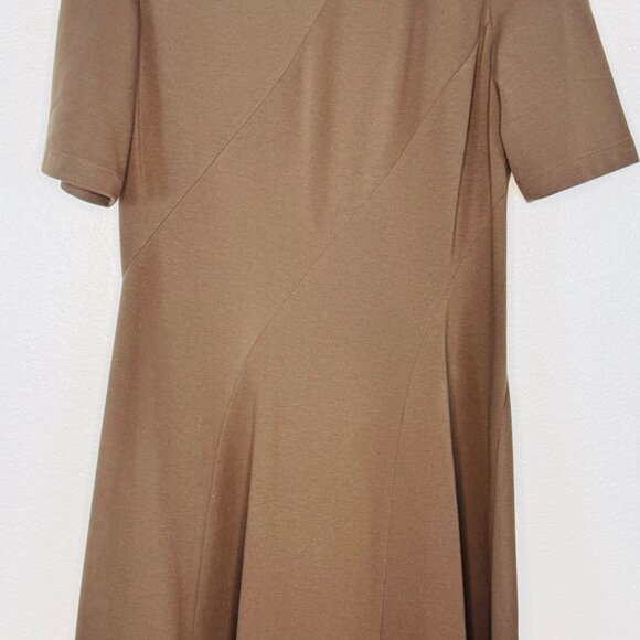 Lafayette 148 New York Women's Brown Flared Skirt Knit Dress SZ 8 EUC - Picture 3 of 12